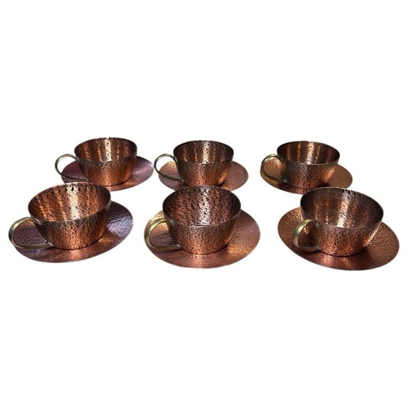 Handarbeit Other - Copper Handarbeit Teacup and Saucer Set Of 6